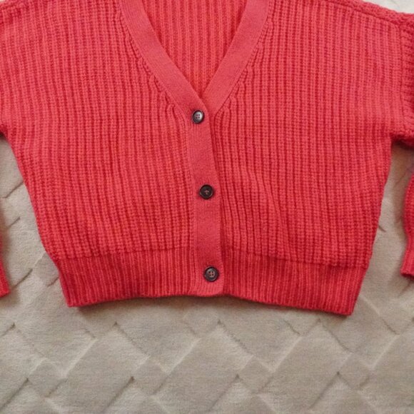 Frame Oversized Chunky Knit Cardigan Sweater Womens Extra Large Pink 100% Wool - Picture 2 of 10